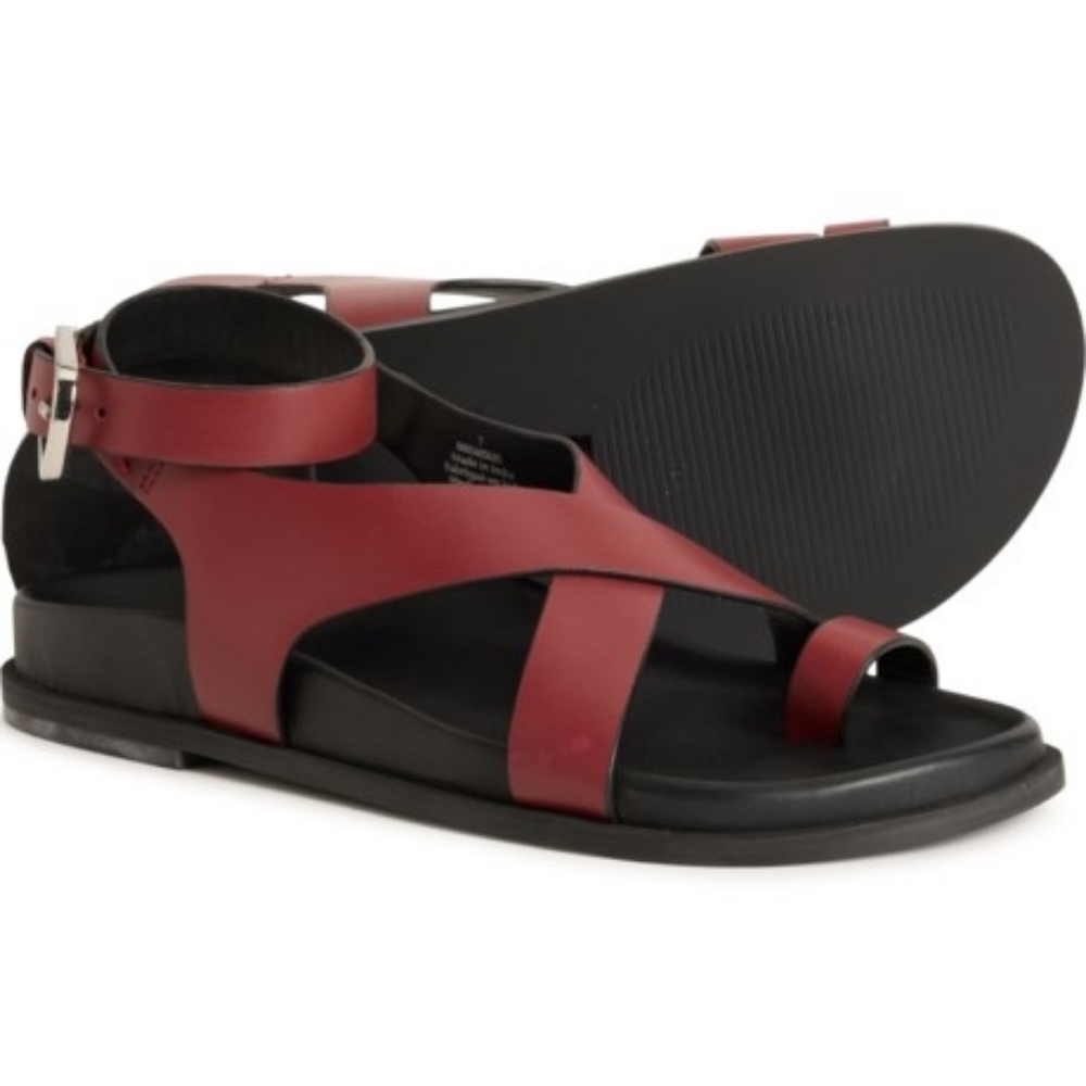 Free People Anya Criss-Cross Footbed Sandals, Dark Red, Size 6